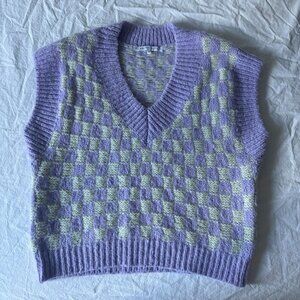 English Factory Women's lilac checker knit vest size size S